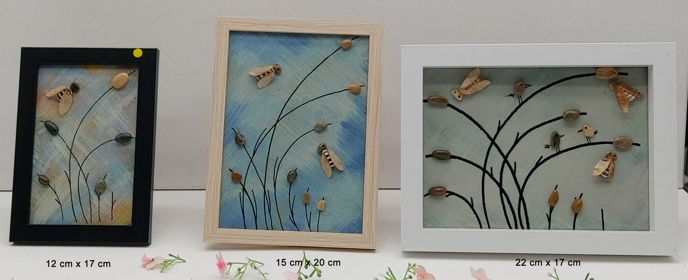 Aperçu des dimensions des tableaux Roseaux et abeille