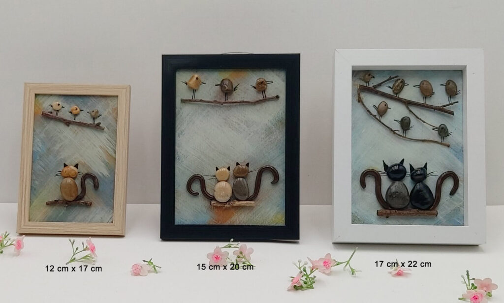 Aperçu des dimensions des tableaux Couple de chats observant des oiseaux