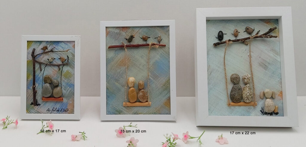 Aperçu des dimensions des tableaux "Deux Amoureux sur une balançoire"