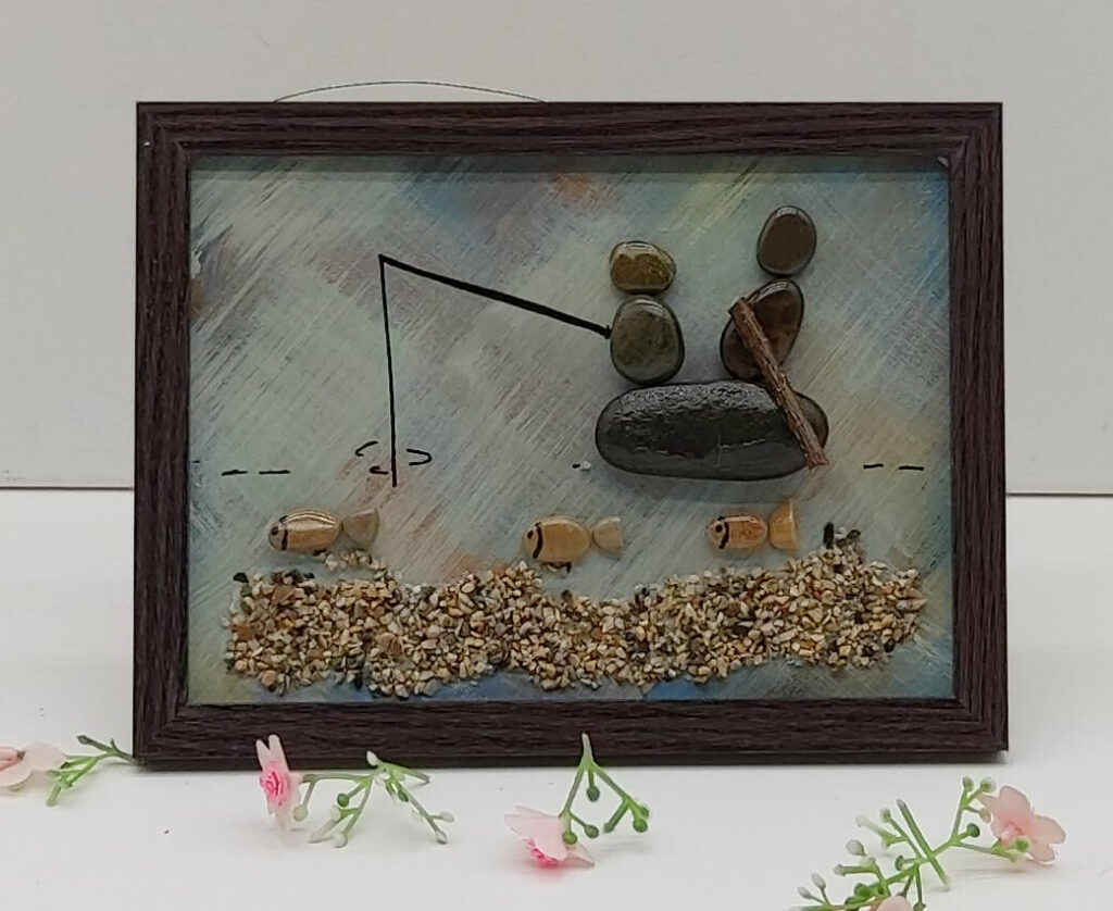 Deux pêcheurs en barque sur la rivière