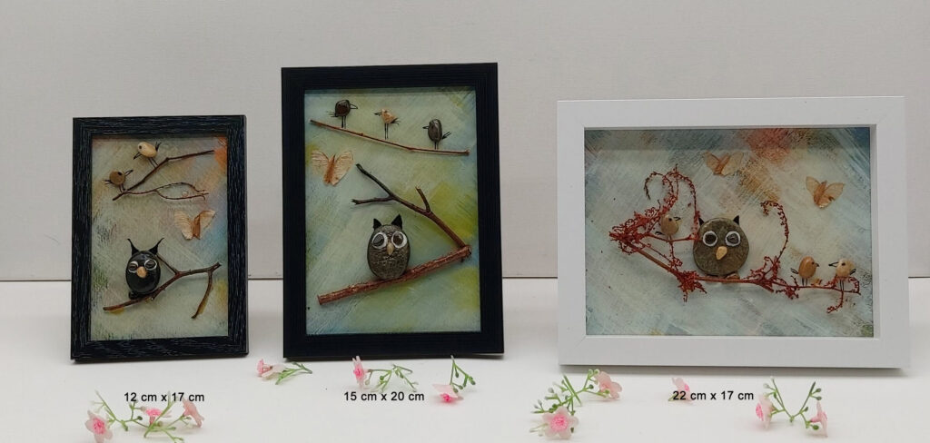 Aperçu des dimensions tableaux Chouette et papillons