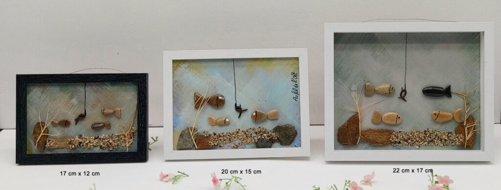 Aperçu des dimensions des tableaux "Poissons et ver de terre"