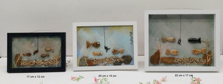 Aperçu des dimensions des tableaux "Poissons et ver de terre"