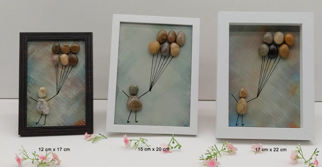 Aperçu des dimensions des tableaux "Petite fille s'envolant grâce à des ballons"