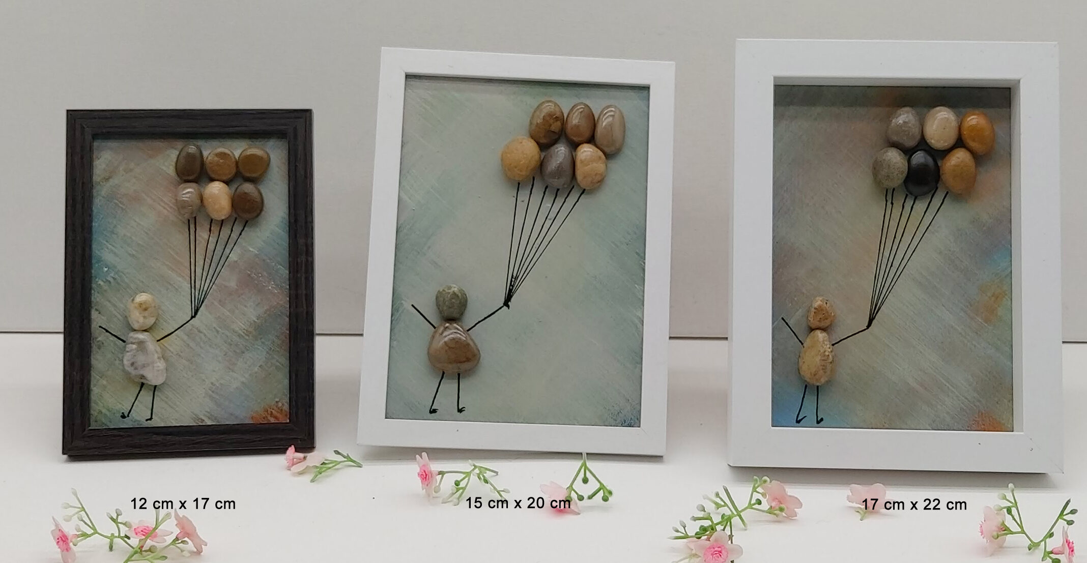 Aperçu des dimensions des tableaux "Petite fille s'envolant grâce à des ballons"