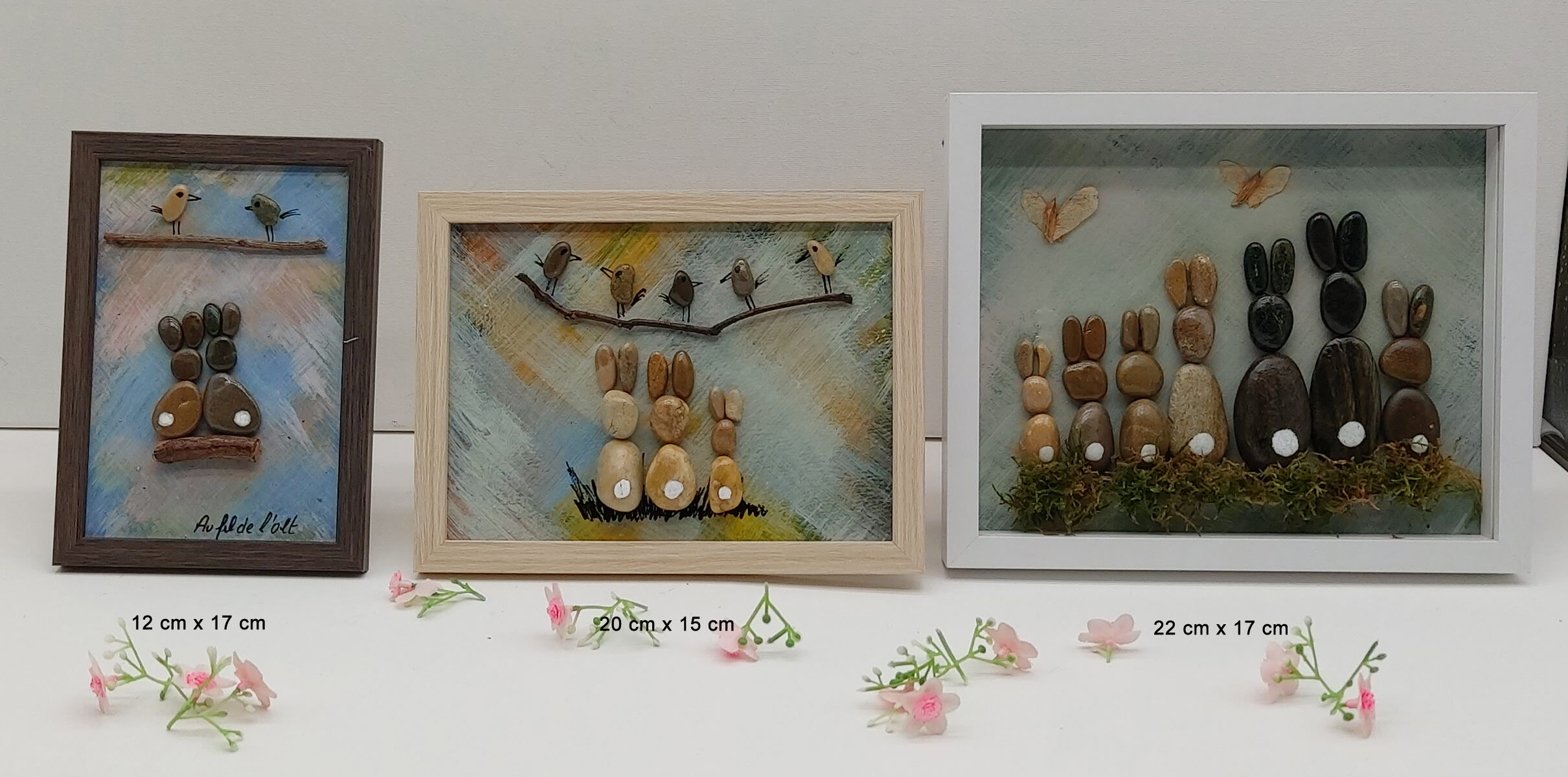 Aperçu des dimensions des tableaux "Petits lapins"